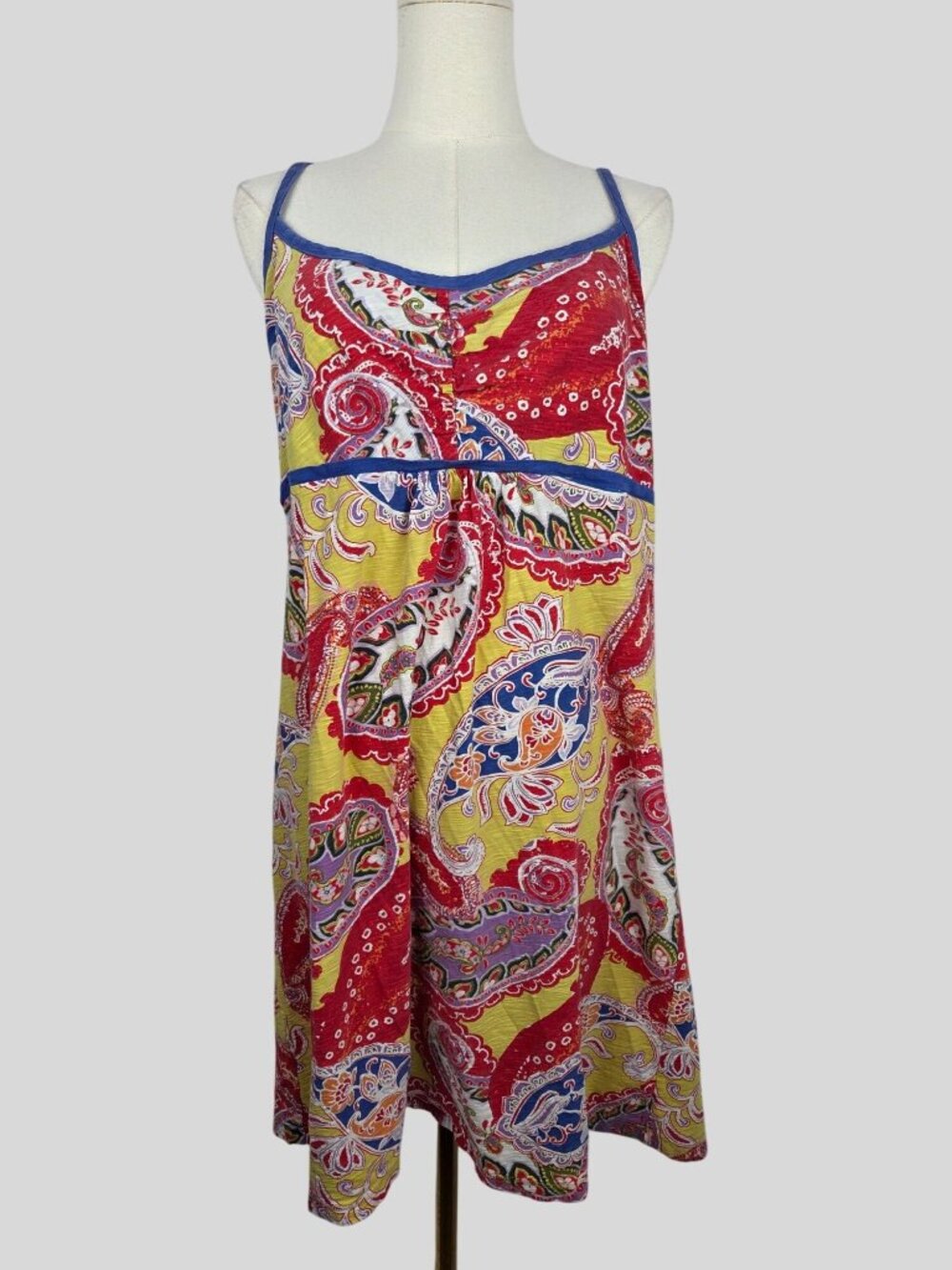 Tommy Bahama Paisley Sundress L Red Sleeveless Boho Tropical Coastal‎ Sundress